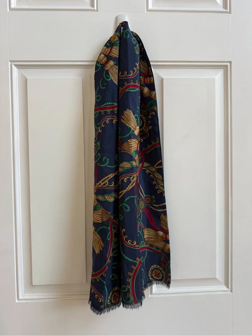 Vintage 100% Silk & Wool Nautical Design Scarf Charter Club Old Money luxury